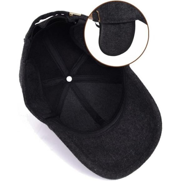 Men's Winter Warm Wool Tweed Peaked Baseball Cap Hat Fold Earmuffs Warmer - Picture 3 of 5
